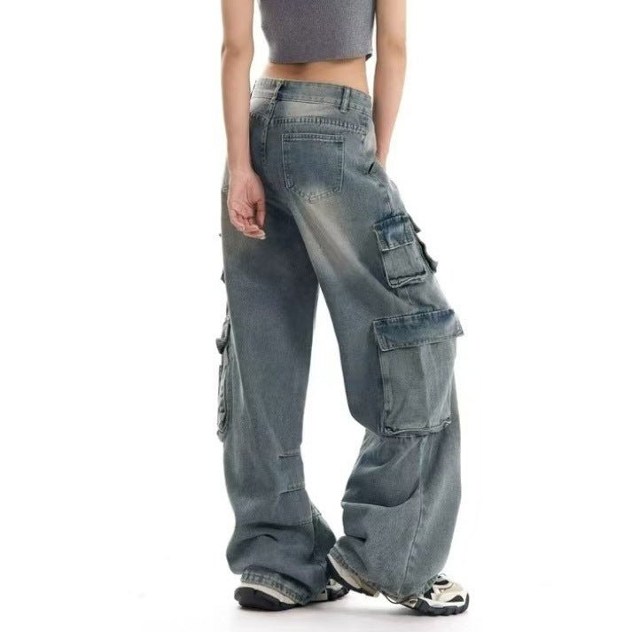 Women's Distressed High-Waist Cargo Trousers - Trendtovar
