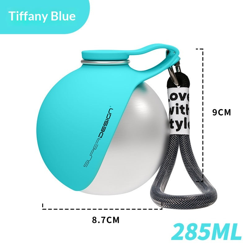 Portable Pet Water Bottle with Bowl — Stainless Steel