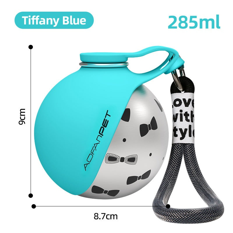 Portable Pet Water Bottle with Bowl — Stainless Steel