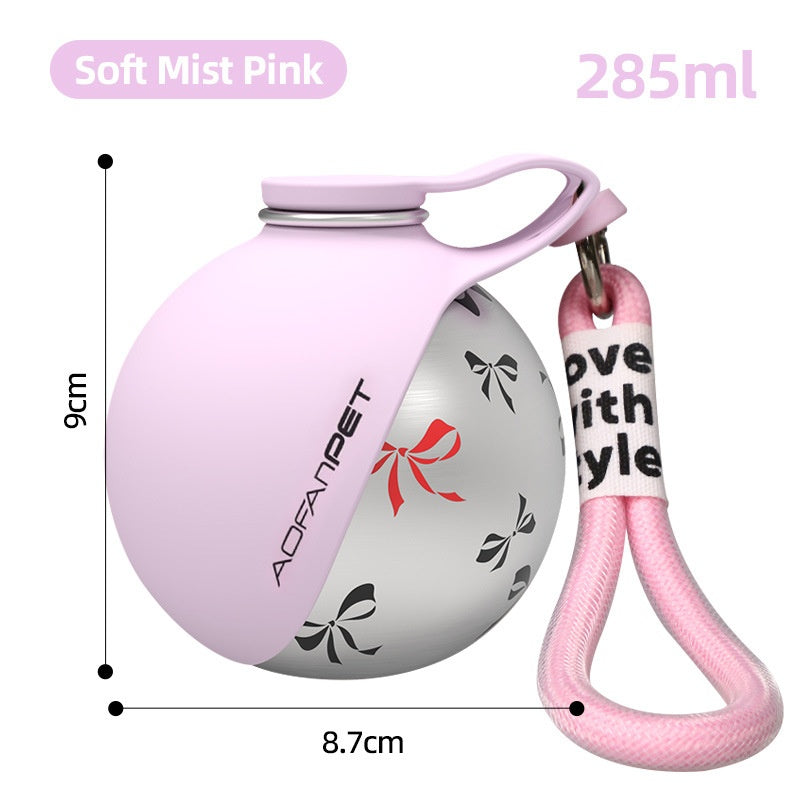 Portable Pet Water Bottle with Bowl — Stainless Steel