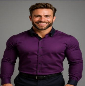 Men's Long Sleeve Button-Down Shirt — Solid Color Business Casual - Trendtovar