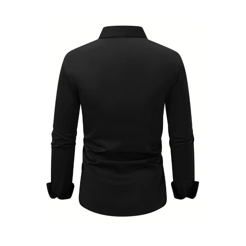 Men's Long Sleeve Button-Down Shirt — Solid Color Business Casual - Trendtovar