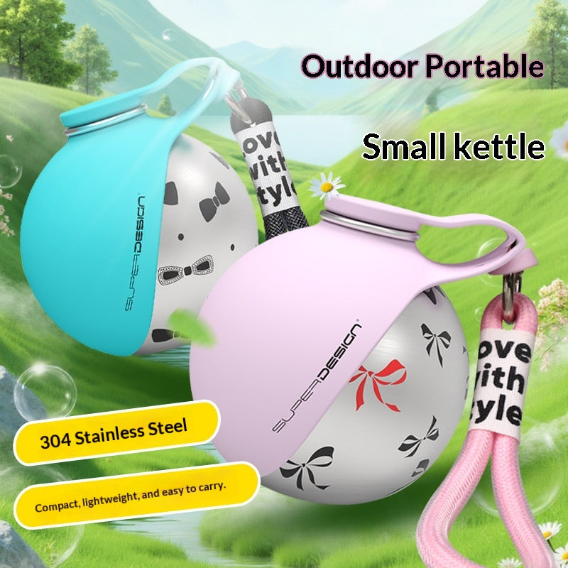 Portable Pet Water Bottle with Bowl — Stainless Steel