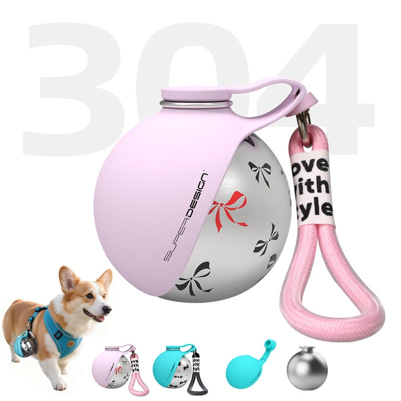 Portable Pet Water Bottle with Bowl — Stainless Steel